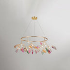 Pendant Chandelier Natural Agate Gilded Metal Warm Diffused Light