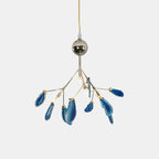 Pendant Chandelier Natural Agate Gilded Metal Warm Diffused Light