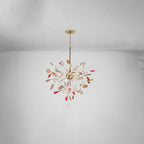 Pendant Chandelier Natural Agate Gilded Metal Warm Diffused Light