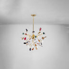 Pendant Chandelier Natural Agate Gilded Metal Warm Diffused Light
