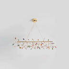 Pendant Chandelier Natural Agate Gilded Metal Warm Diffused Light
