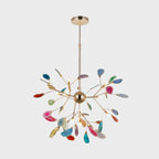 Pendant Chandelier Natural Agate Gilded Metal Warm Diffused Light
