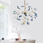 Pendant Chandelier Natural Agate Gilded Metal Warm Diffused Light