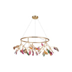 Pendant Chandelier Natural Agate Gilded Metal Warm Diffused Light
