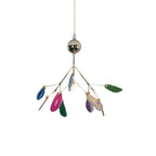 Pendant Chandelier Natural Agate Gilded Metal Warm Diffused Light