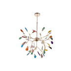 Pendant Chandelier Natural Agate Gilded Metal Warm Diffused Light