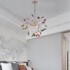 Pendant Chandelier Natural Agate Gilded Metal Warm Diffused Light