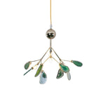 Pendant Chandelier Natural Agate Gilded Metal Warm Diffused Light