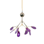 Pendant Chandelier Natural Agate Gilded Metal Warm Diffused Light