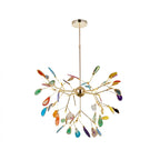 Pendant Chandelier Natural Agate Gilded Metal Warm Diffused Light
