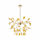 Pendant Chandelier Natural Agate Gilded Metal Warm Diffused Light