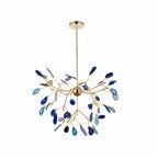 Pendant Chandelier Natural Agate Gilded Metal Warm Diffused Light