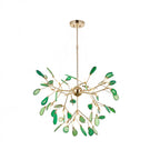 Pendant Chandelier Natural Agate Gilded Metal Warm Diffused Light