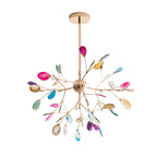 Pendant Chandelier Natural Agate Gilded Metal Warm Diffused Light