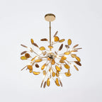 Pendant Chandelier Natural Agate Gilded Metal Warm Diffused Light