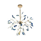 Pendant Chandelier Natural Agate Gilded Metal Warm Diffused Light