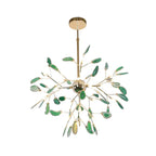 Pendant Chandelier Natural Agate Gilded Metal Warm Diffused Light