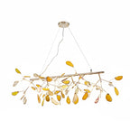 Pendant Chandelier Natural Agate Gilded Metal Warm Diffused Light