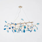 Pendant Chandelier Natural Agate Gilded Metal Warm Diffused Light