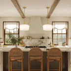 Pendant Lamp 3-Light Opal White Glass Antique Brass