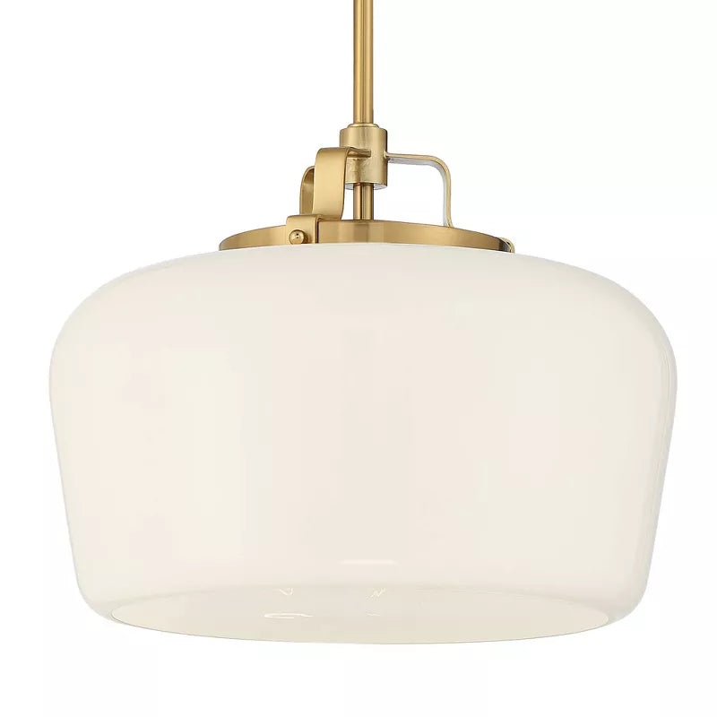 Pendant Lamp 3-Light Opal White Glass Antique Brass