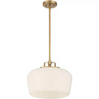 Pendant Lamp 3-Light Opal White Glass Antique Brass