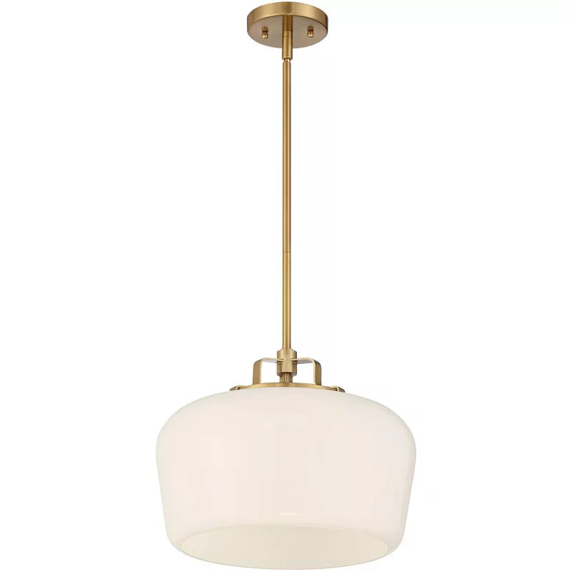 Pendant Lamp 3-Light Opal White Glass Antique Brass