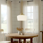 Pendant Lamp 3-Light Opal White Glass Antique Brass