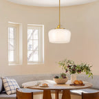 Pendant Lamp 3-Light Opal White Glass Antique Brass
