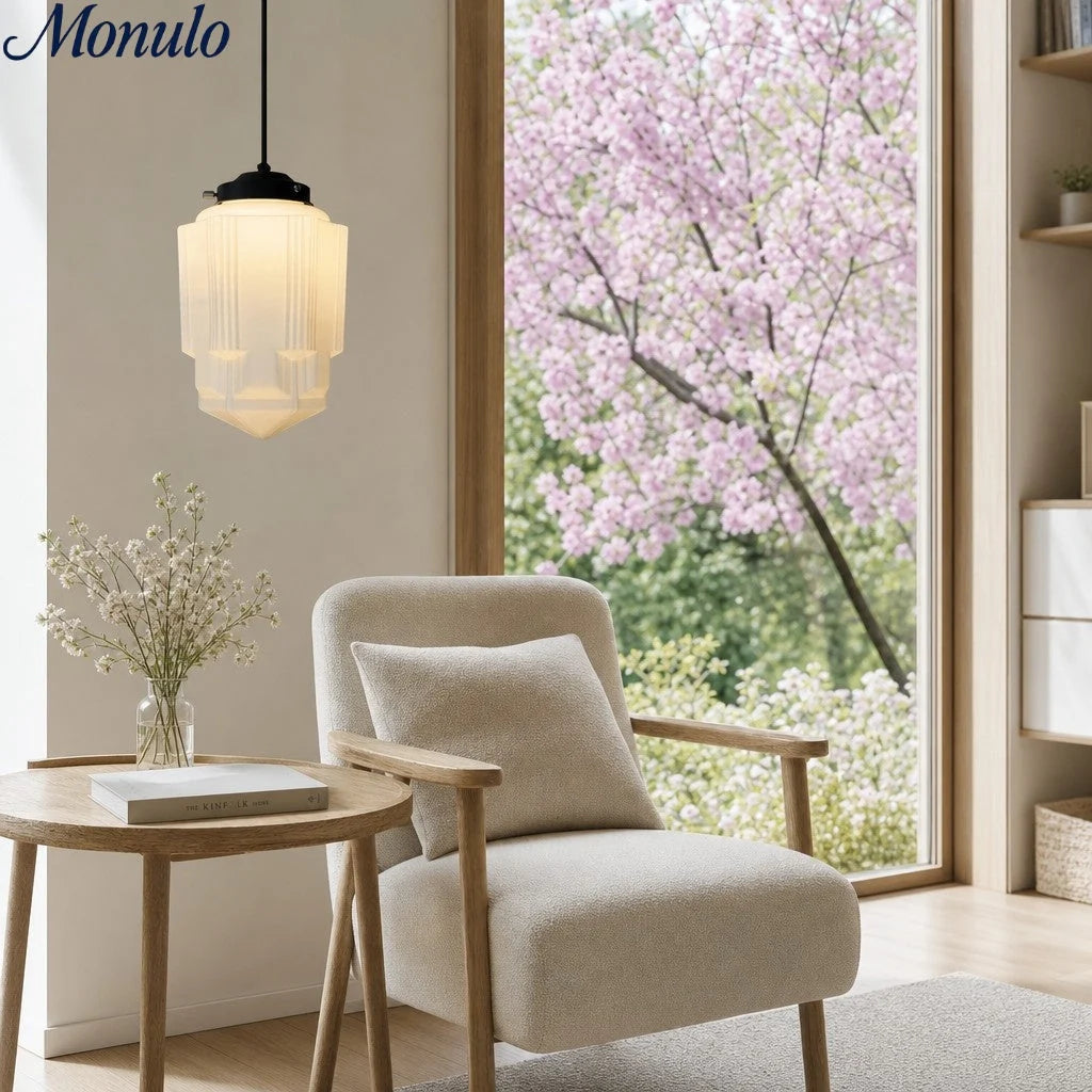 Pendant Lamp Art Deco Milk Glass Soft Diffuse Light