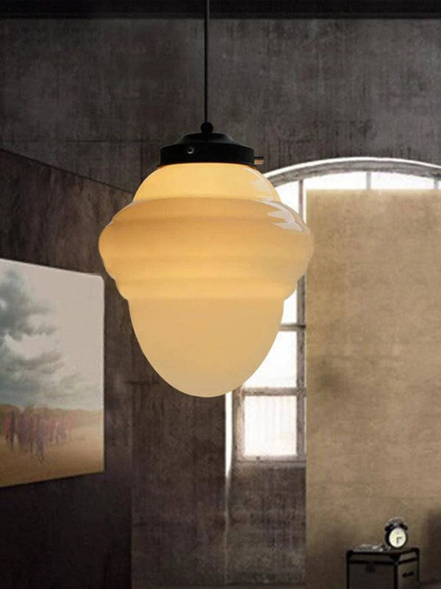 Pendant Lamp Art Deco Milk Glass Soft Diffuse Light
