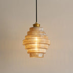 Pendant Lamp Bottle-Shaped Glass Shade Brass Finish Adjustable Cord