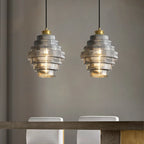Pendant Lamp Bottle-Shaped Glass Shade Brass Finish Adjustable Cord