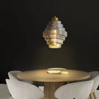 Pendant Lamp Bottle-Shaped Glass Shade Brass Finish Adjustable Cord