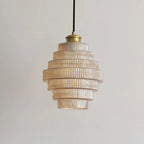 Pendant Lamp Bottle-Shaped Glass Shade Brass Finish Adjustable Cord