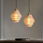 Pendant Lamp Bottle-Shaped Glass Shade Brass Finish Adjustable Cord
