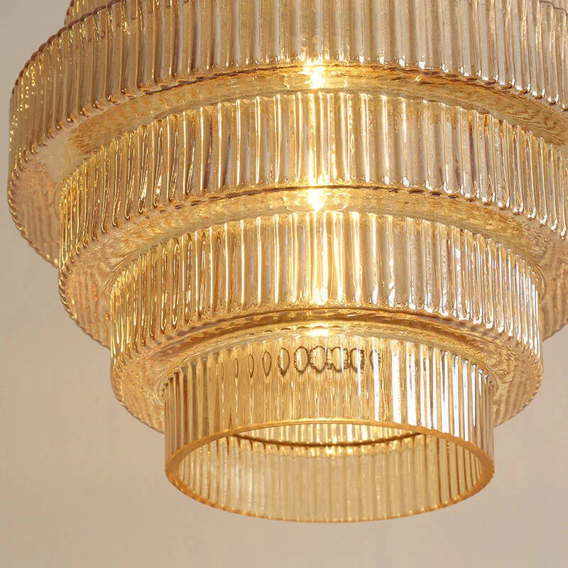 Pendant Lamp Bottle-Shaped Glass Shade Brass Finish Adjustable Cord