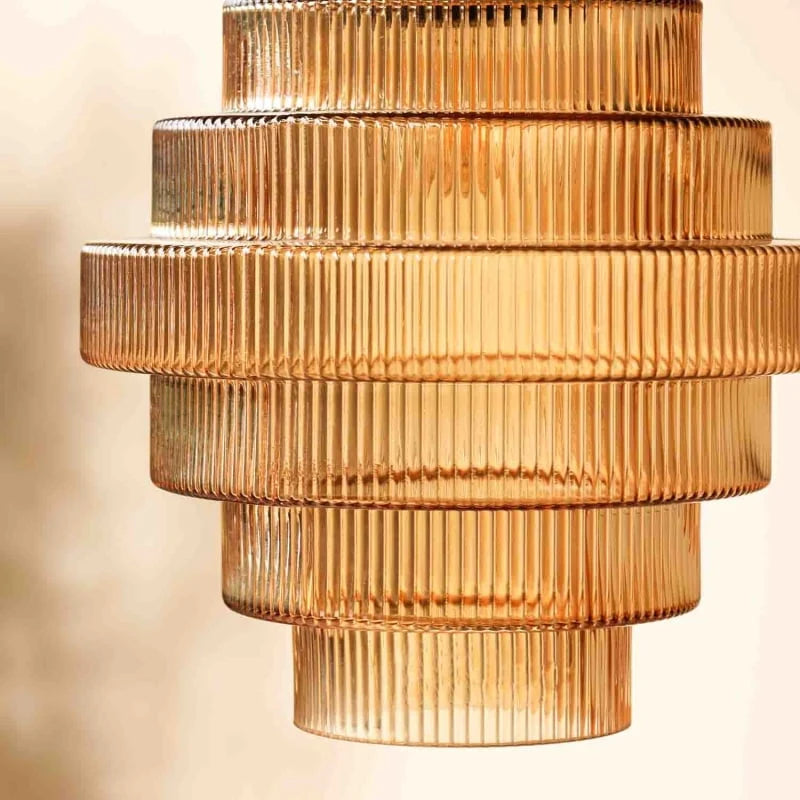 Pendant Lamp Bottle-Shaped Glass Shade Brass Finish Adjustable Cord