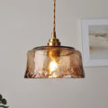 Pendant Lamp Brass Finish Amber Alabaster Shade Adjustable Chain