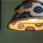 Pendant Lamp Ceramic Hand-Painted Floral Includes Bulb