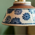 Pendant Lamp Ceramic Hand-Painted Floral Includes Bulb