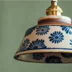 Pendant Lamp Ceramic Hand-Painted Floral Includes Bulb