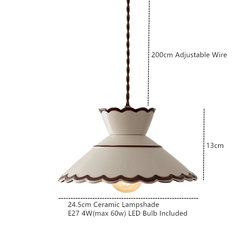 Pendant Lamp Ceramic Hand-Painted Floral Includes Bulb