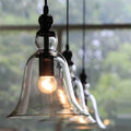 Pendant Lamp Clear Black Glass Adjustable Height