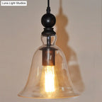 Pendant Lamp Clear Black Glass Adjustable Height