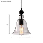 Pendant Lamp Clear Black Glass Adjustable Height