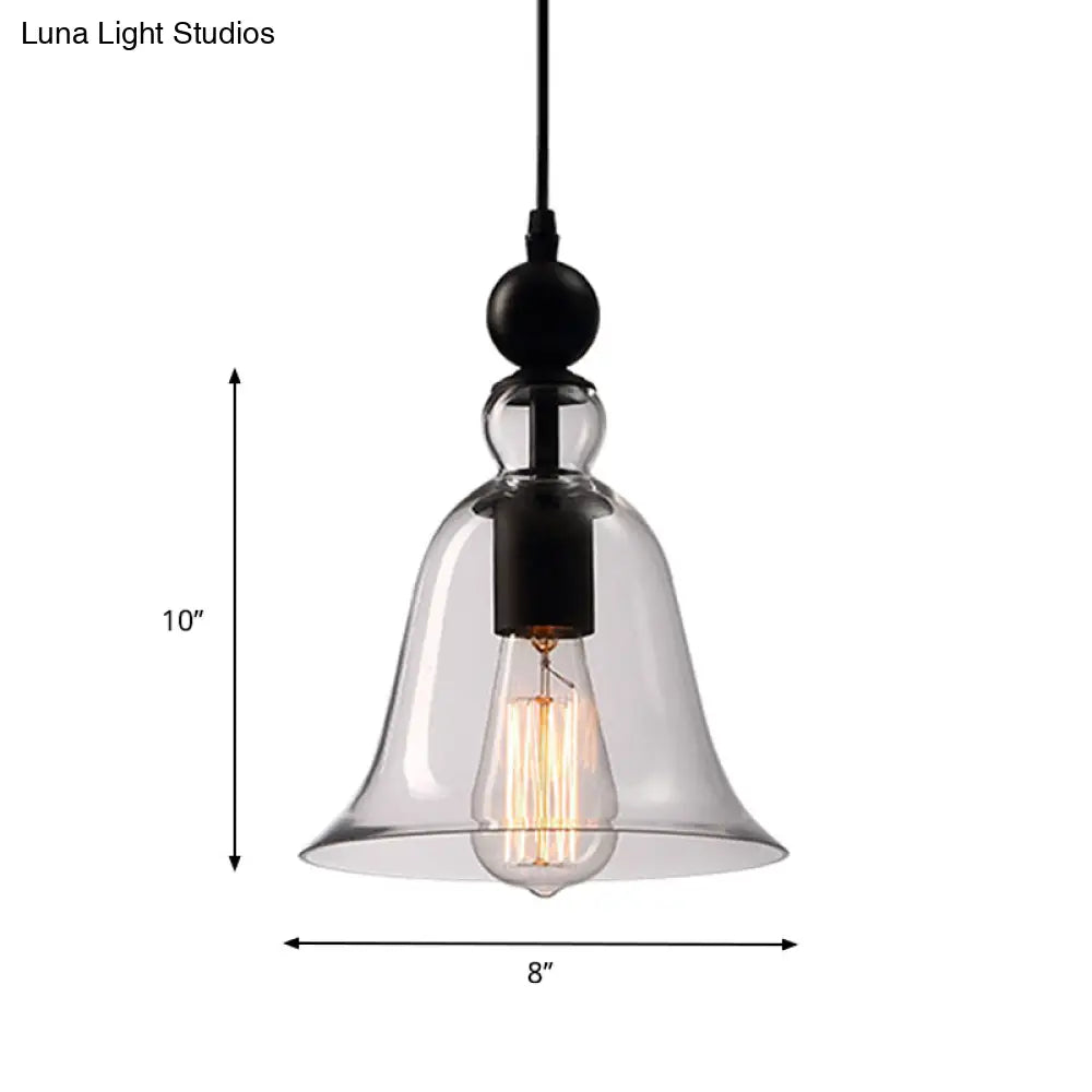 Pendant Lamp Clear Black Glass Adjustable Height