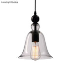 Pendant Lamp Clear Black Glass Adjustable Height