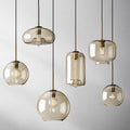 Pendant Lamp Cognac Glass Brass Finish Adjustable Cable