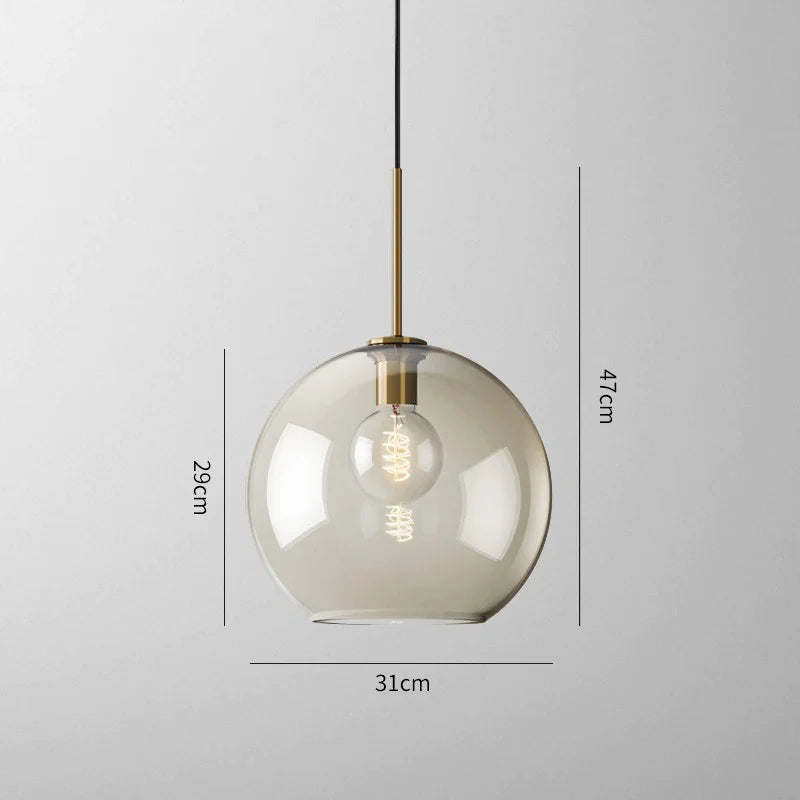 Pendant Lamp Cognac Glass Brass Finish Adjustable Cable